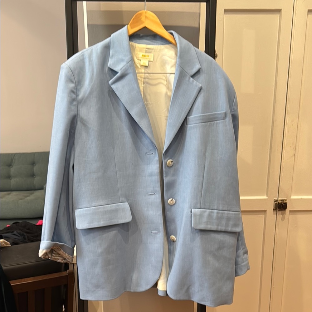 Maeve Blue Tailored Blazer with Notched Lapels